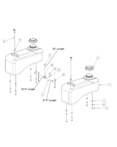 Fuel Tank Assembly Diagram and Parts List for M48-KW 53AB5DAV150-19-HP Cub Cadet Lawn Tractor